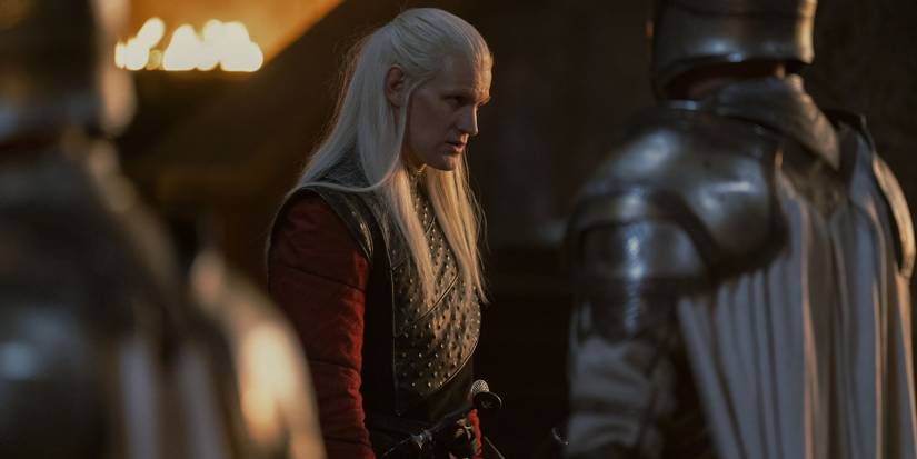 Daemon speaks to his knights in House of the Dragon