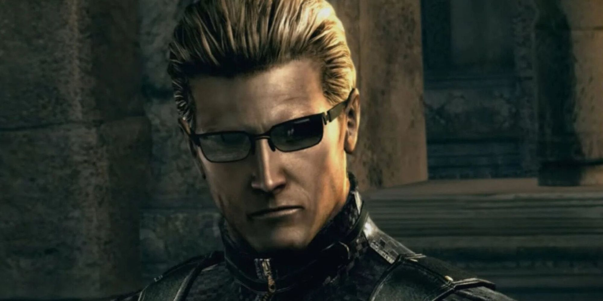 close up of Albert Wesker in sunglasses from Resident Evil
