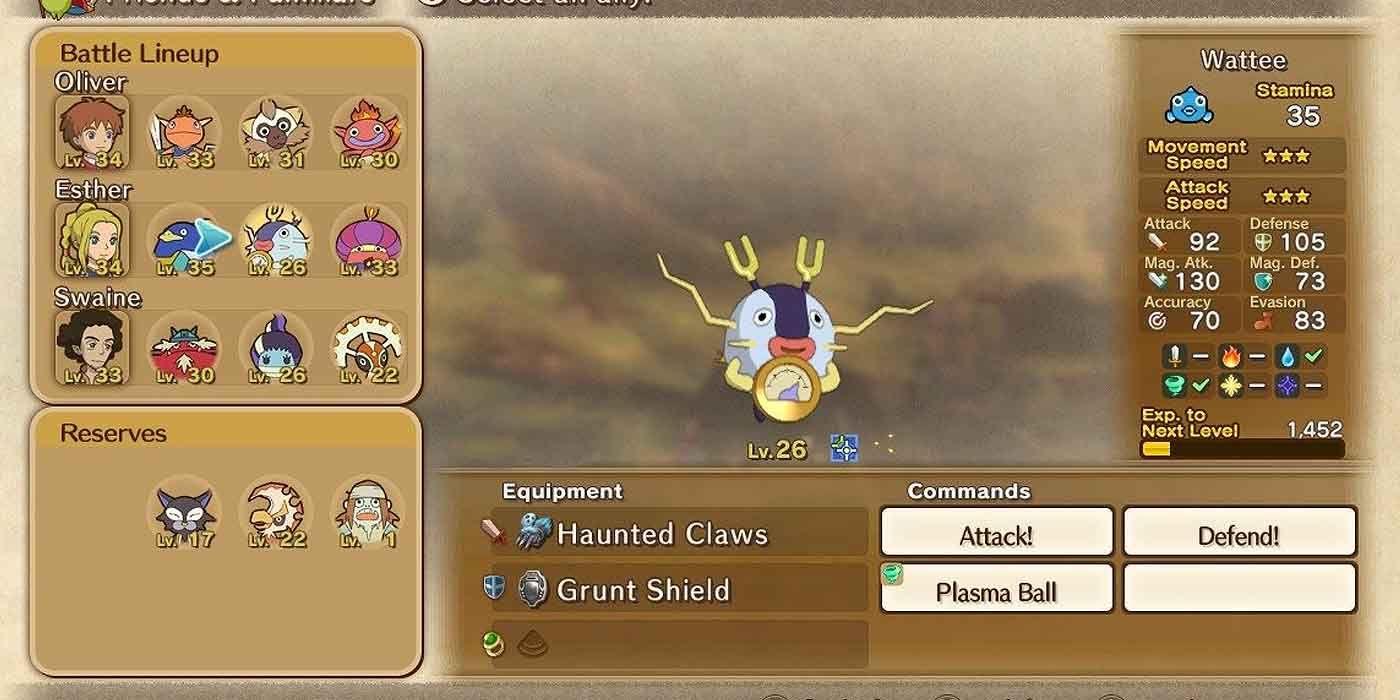 The electric Wattee familiar In Ni No Kuni