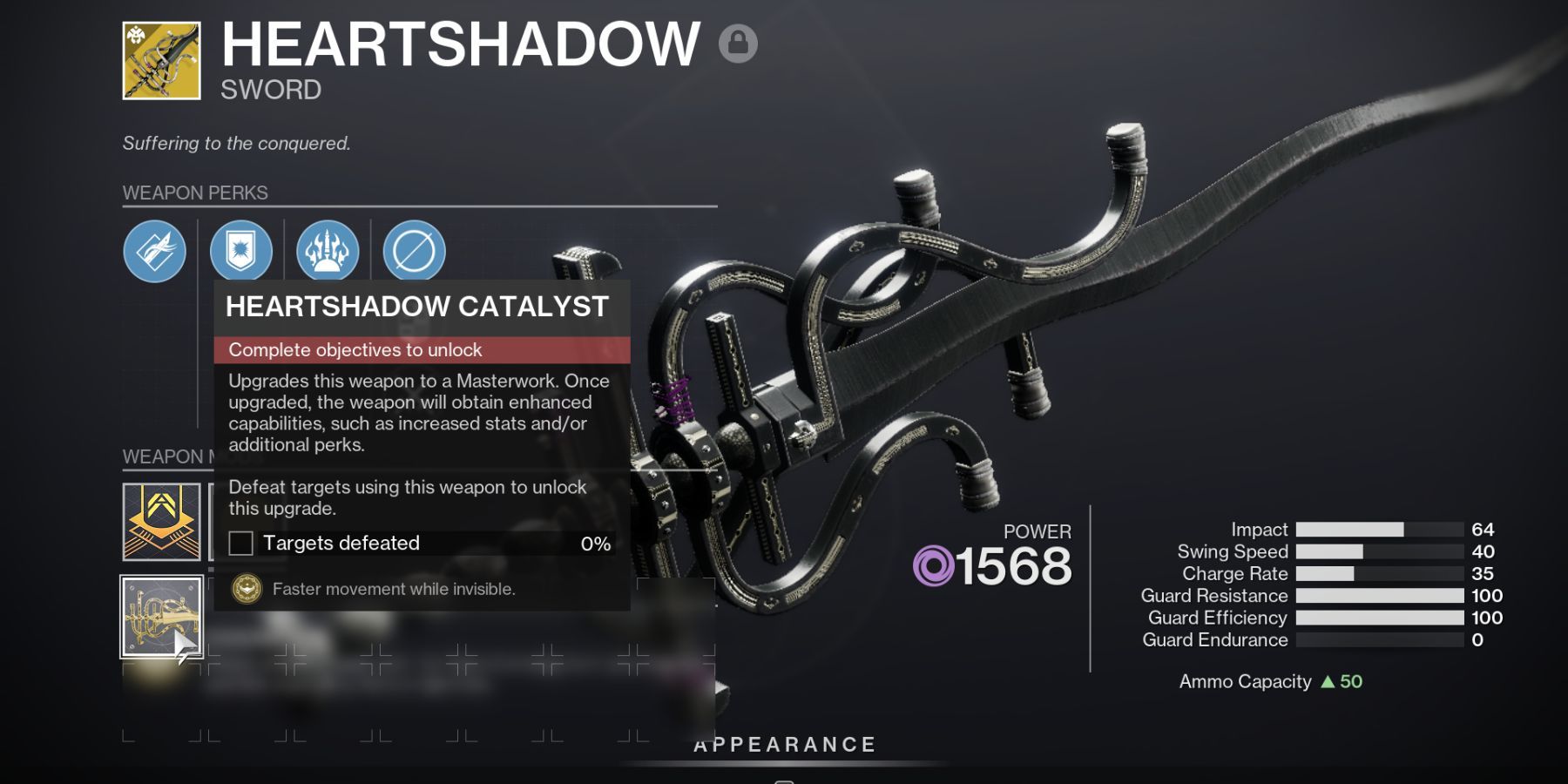 Destiny 2 Heartshadow Catalyst Description