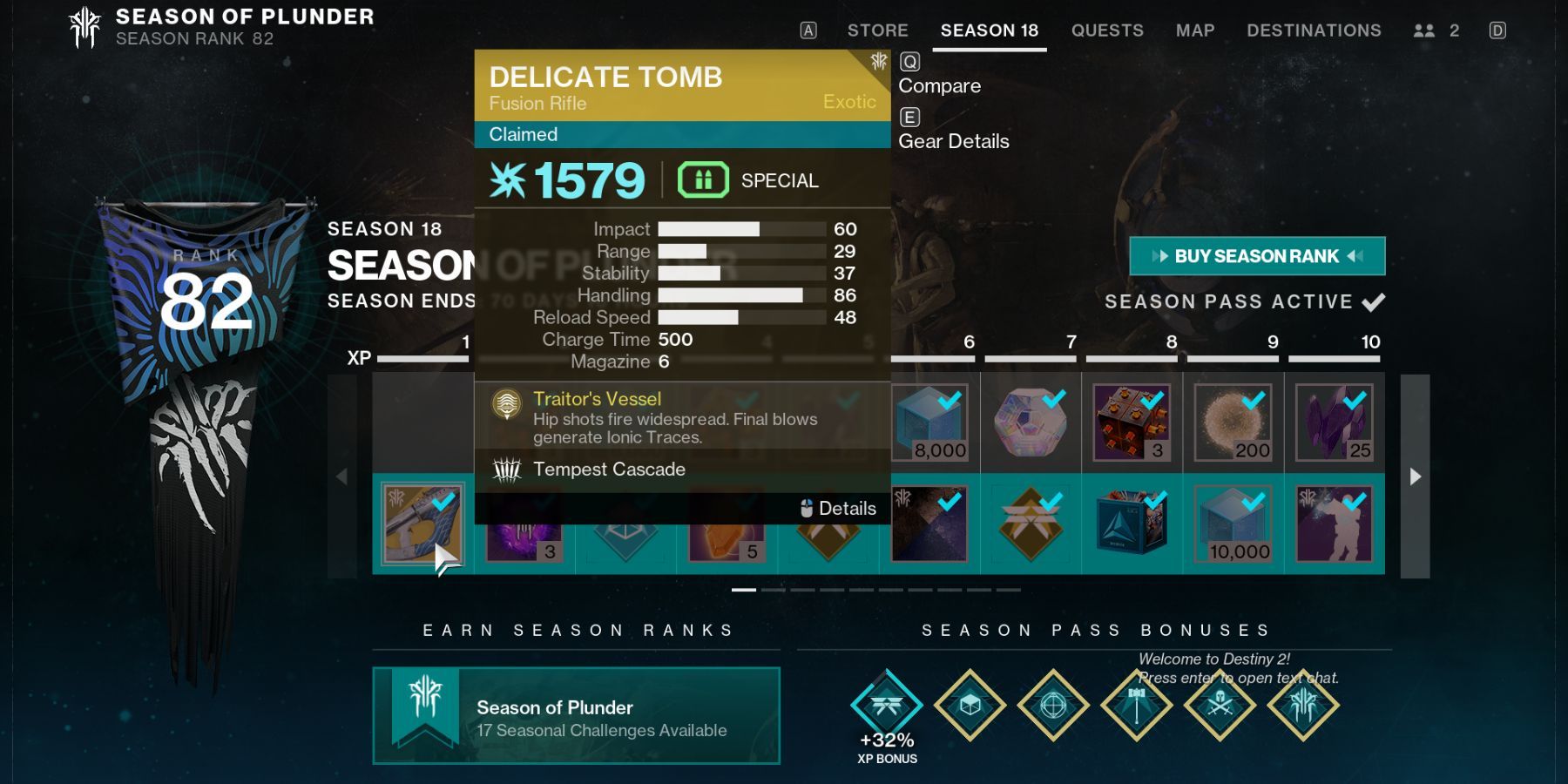 Destiny 2 Season 18 Season Pass With Delicate Tomb