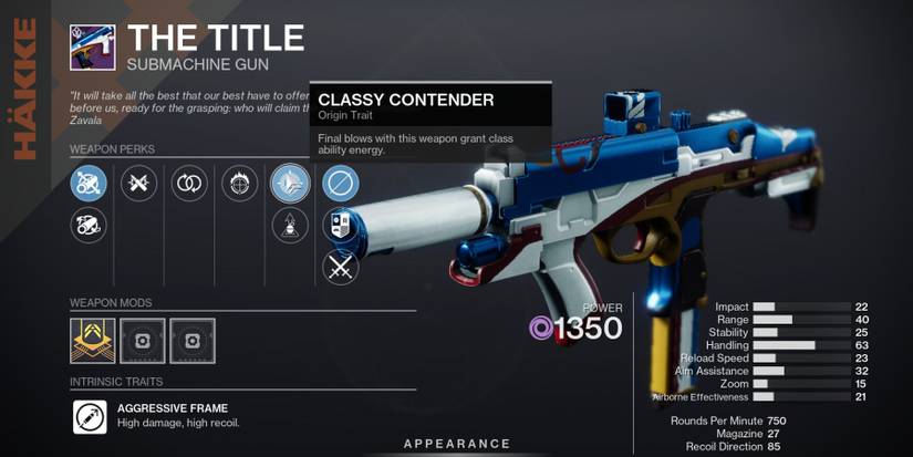Destiny 2 The Title SMG