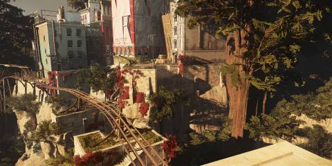 A location in Dishonored 2 with a floating railway