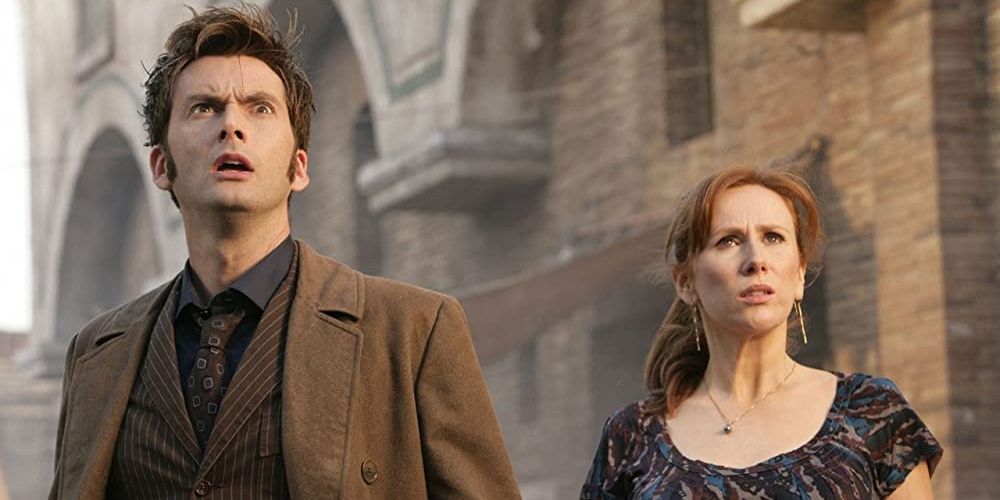 Doctor Who the Doctor and Donna in The Fires of Pompeii