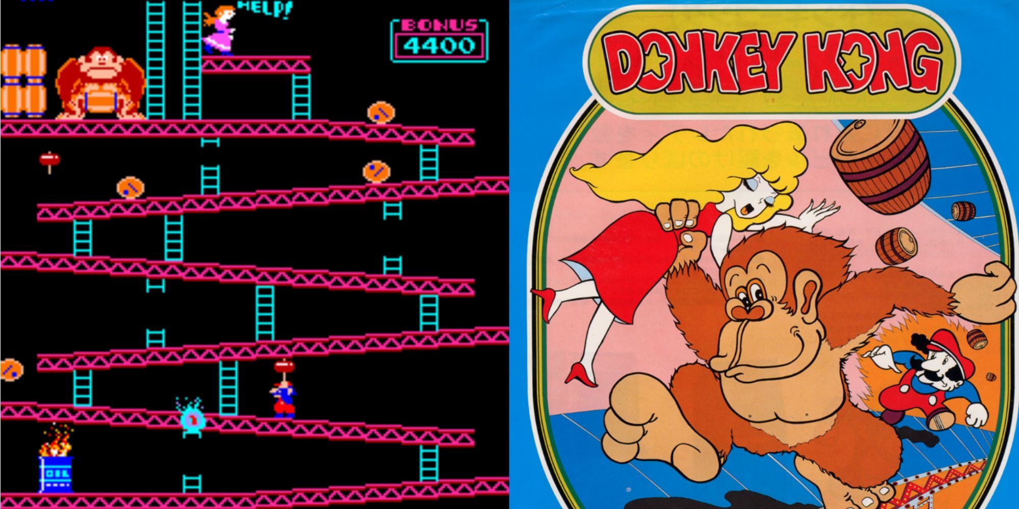 Left - Donkey Kong Barrell Stage, Right - Arcade Flyer