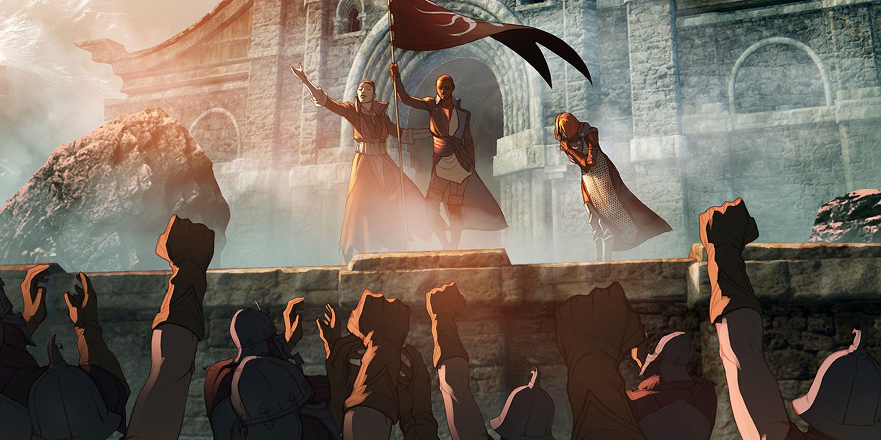Dragon Age: Inquisition Inquisitor, Cassandra and Leliana Haven consept art