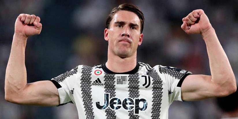 Dusan Vlahovic playing for Juventus