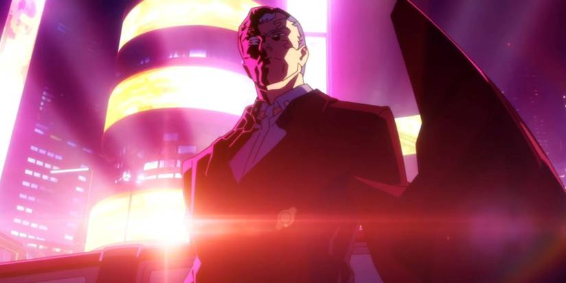 cyberpunk edgerunners character with night city in background