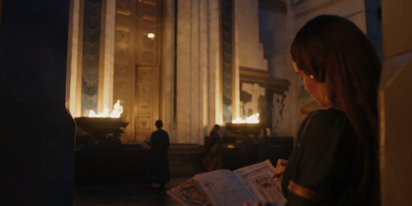 Exterior Palace Numenor golden doors rings of power