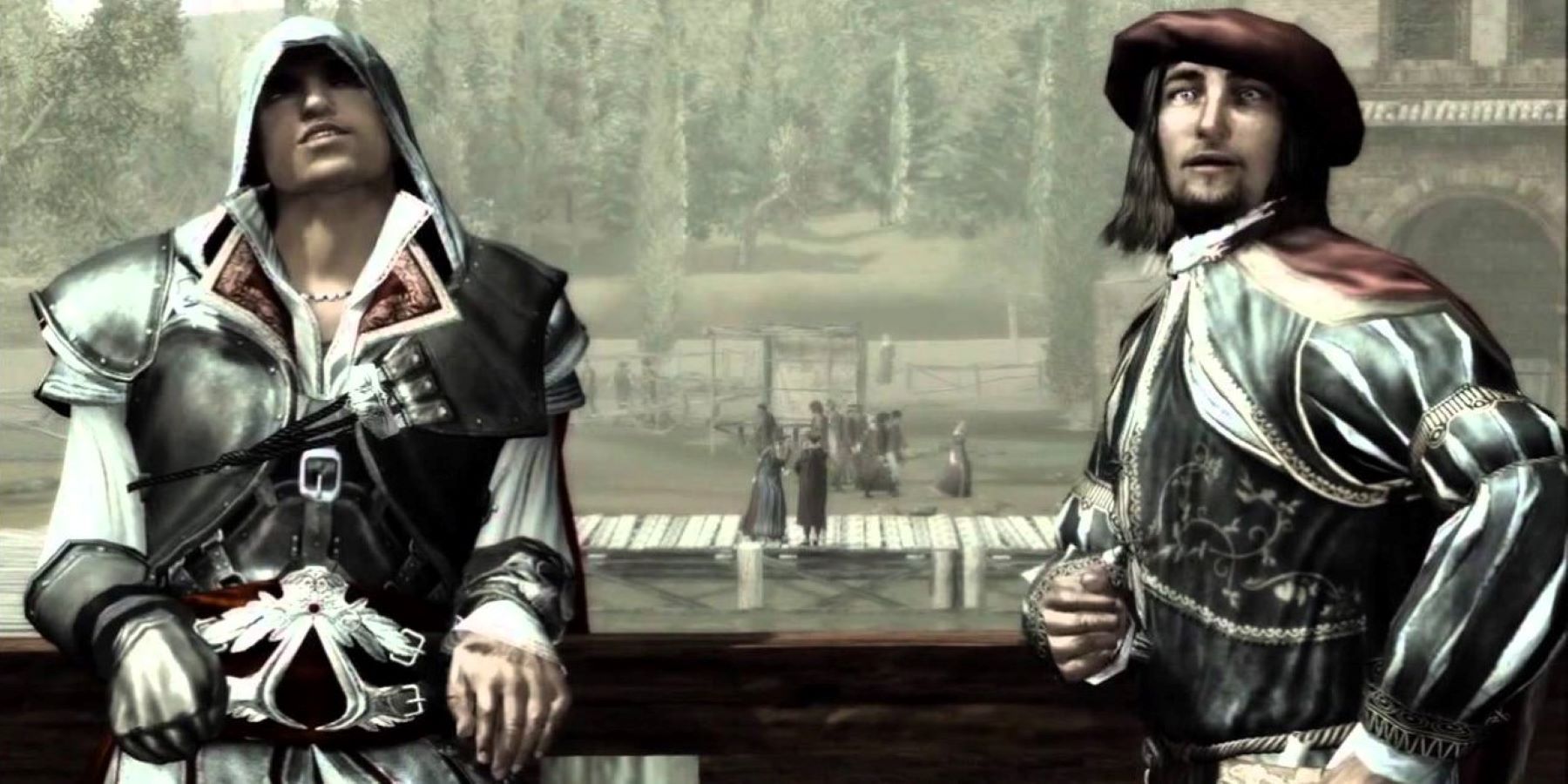 Ezio Auditore with Leonardo da Vinci in Assassin's Creed
