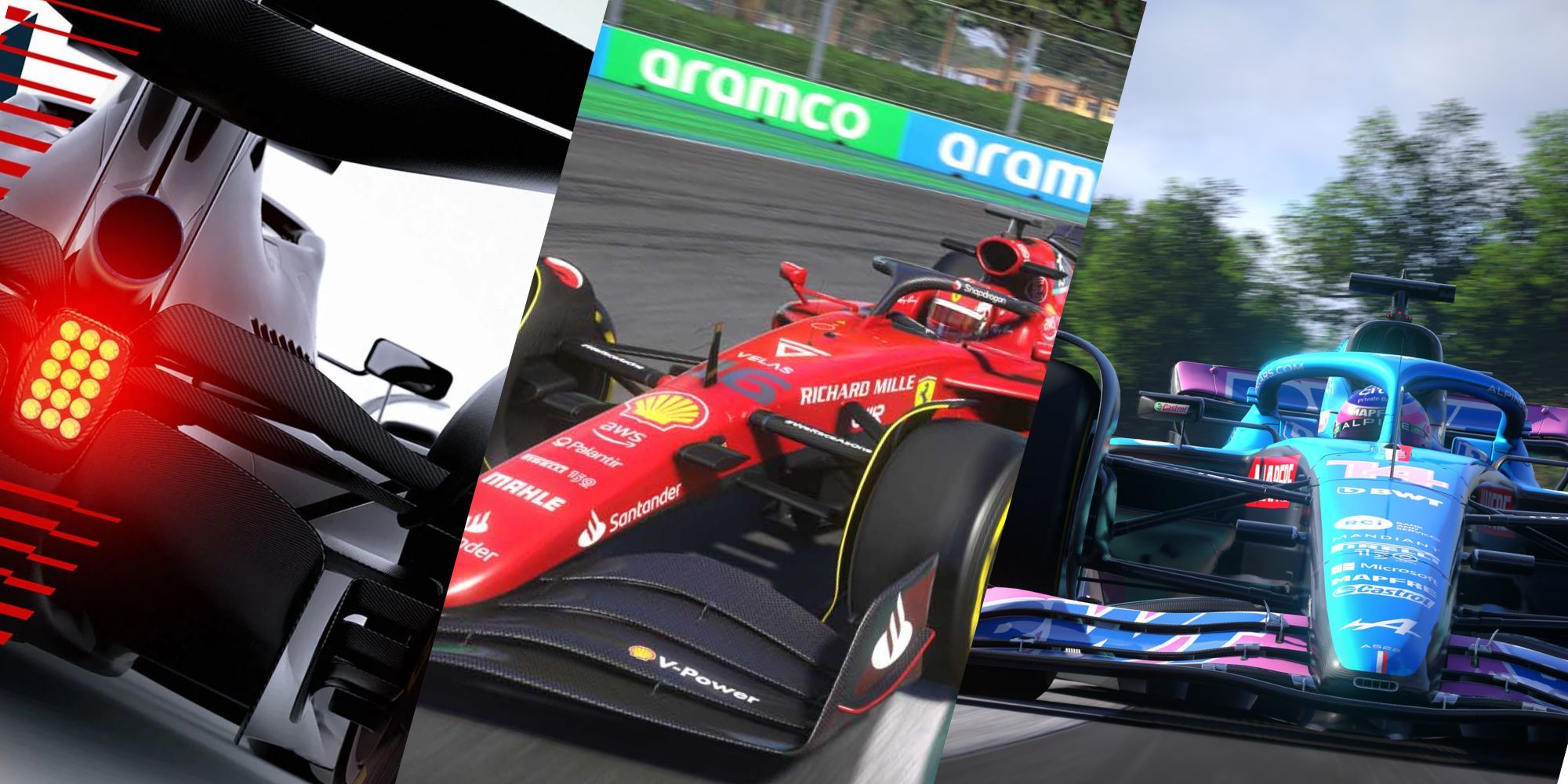 3 Formula 1 cars from the F1 22 Video Game