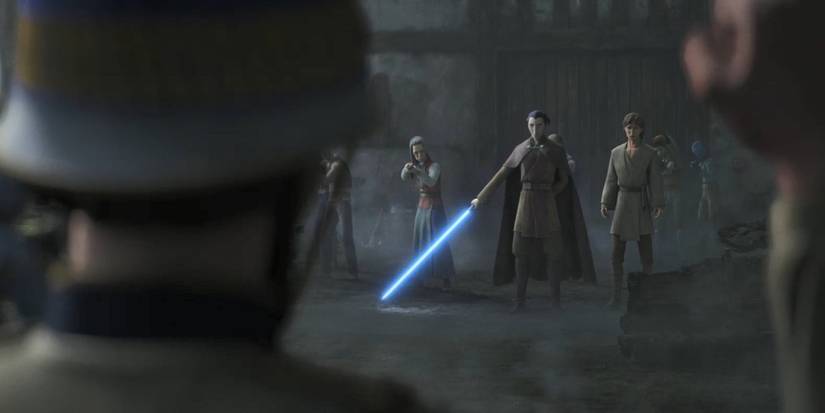 count dooku as a young jedi with a blue lightsaber