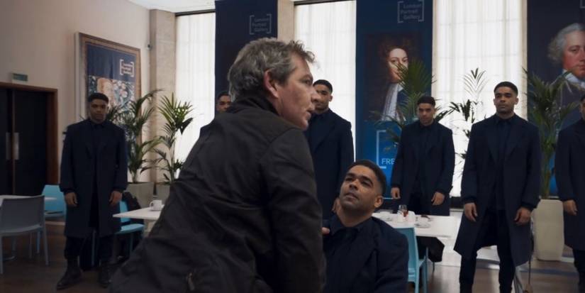 telos in a human disguise with identical skrulls around him