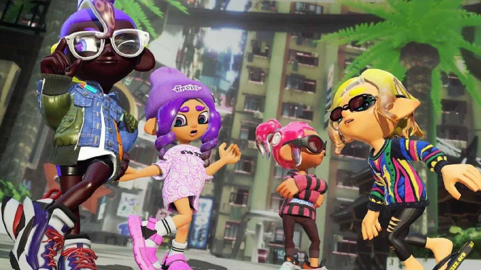 Inklings showing-off their headgear in Splatoon 3