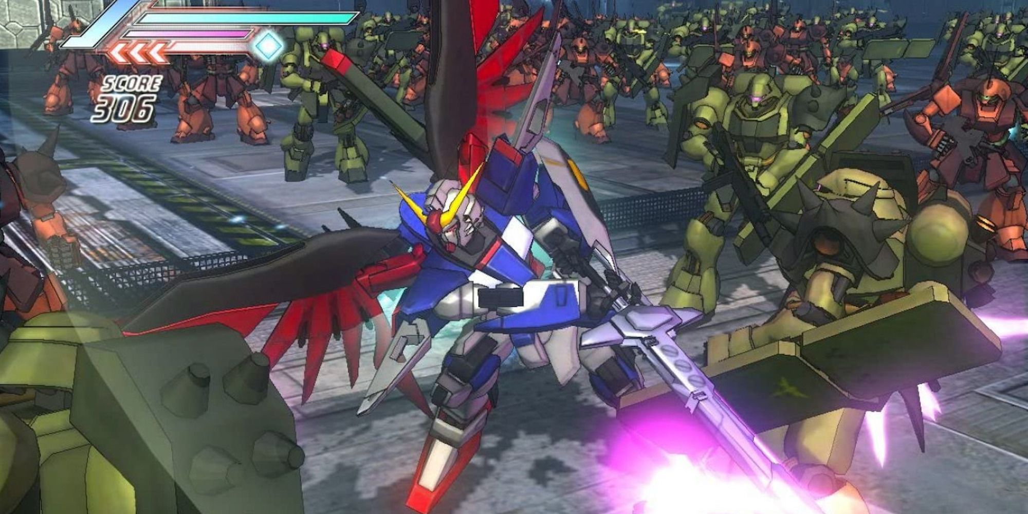 Fighting enemies in Dynasty Warriors Gundam 3