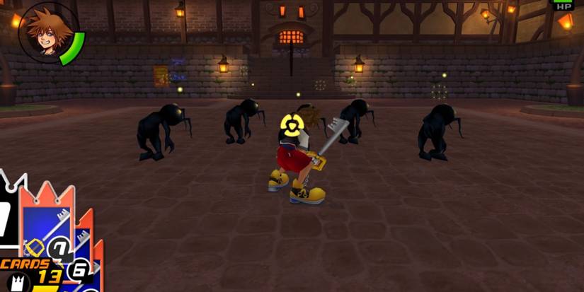 Fighting enemies in Kingdom Hearts Chain Of Memories