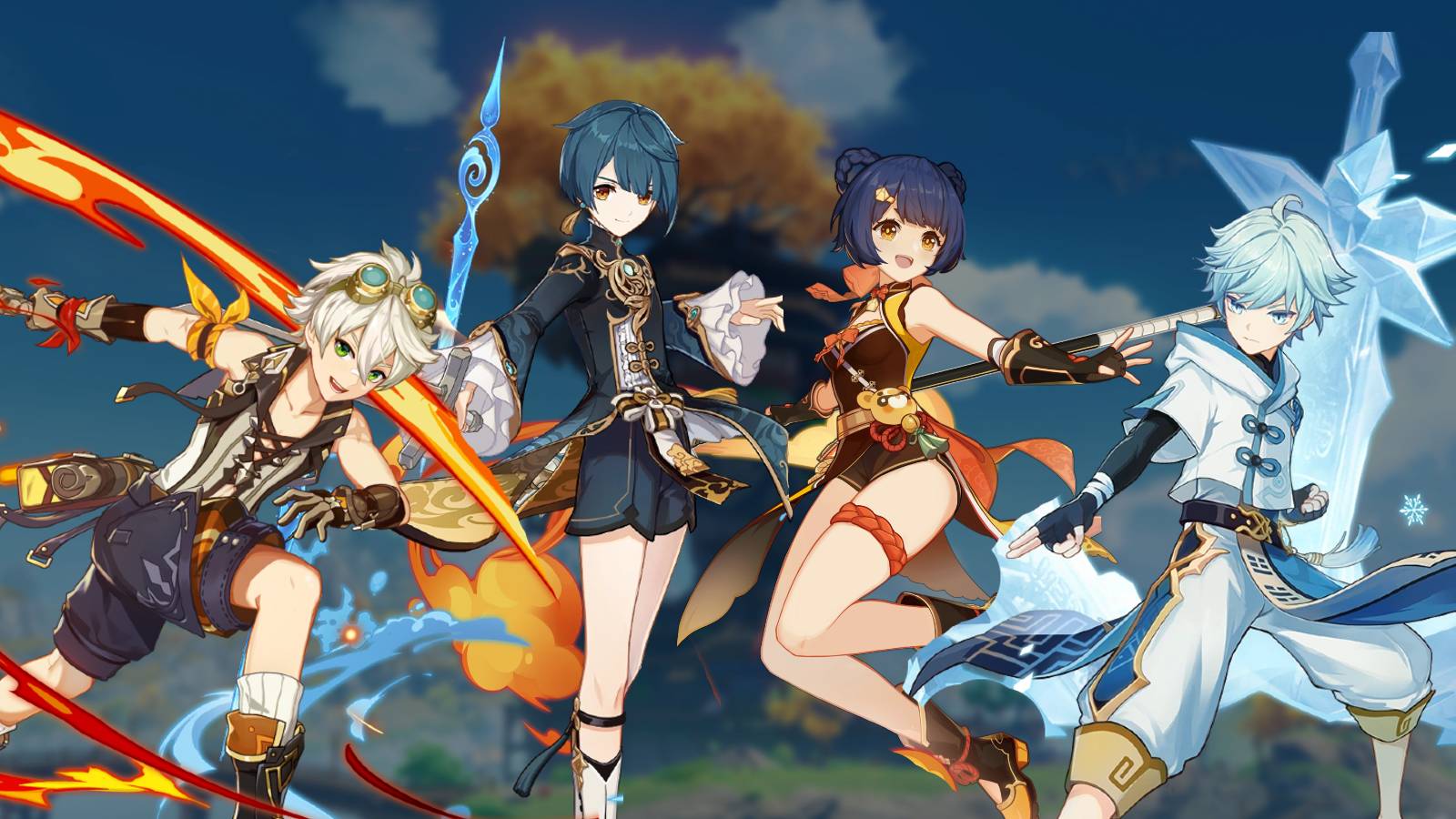 Genshin Impact bennett xingqiu xiangling chongyun