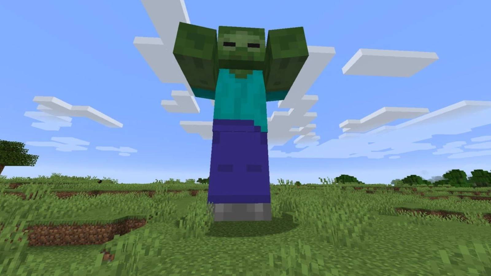 A Giant spawned into a Minecraft grassland