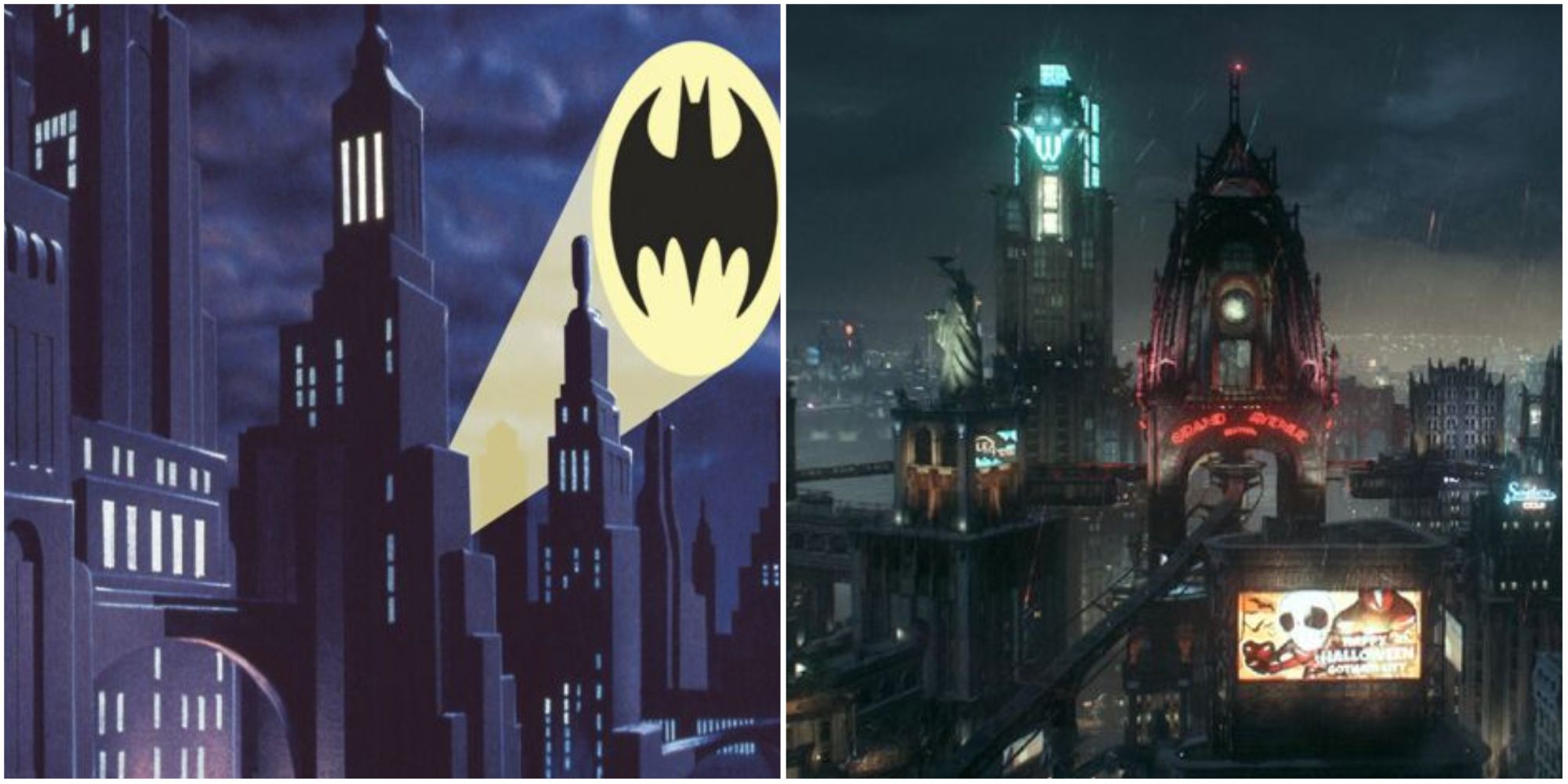 Gotham City in Batman: The Animated Series and Arkham Knight