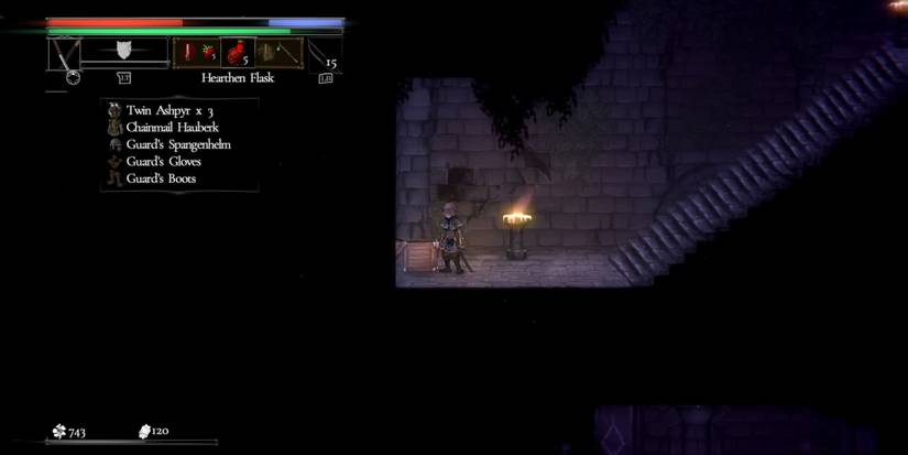 A player finding the entire Guard's Set in a chest in Salt and Sacrifice