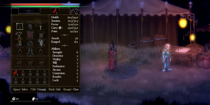 A player wearing the entire Heavy Set in Salt and Sacrifice