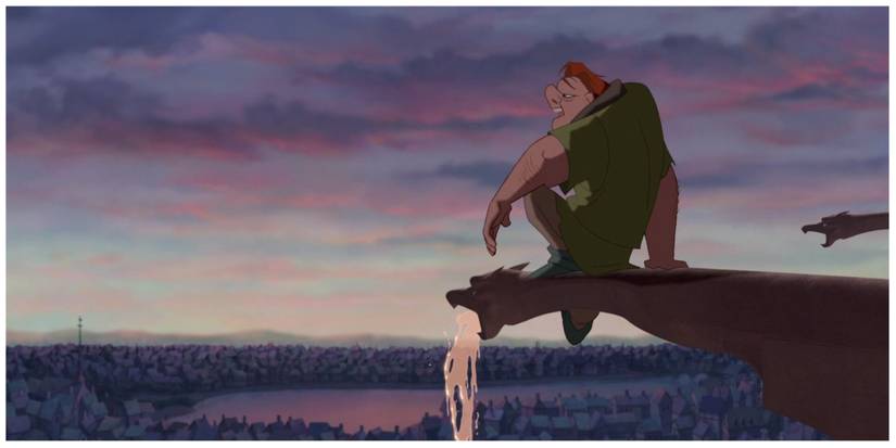 Quasimode sitting on a gargoyle in the Hunchback Of Notre Dame