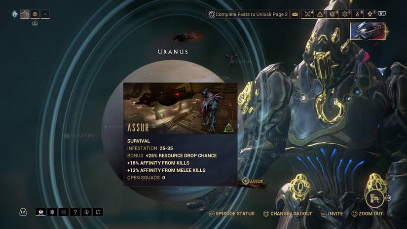 The Assur mission on Uranus on Warframe