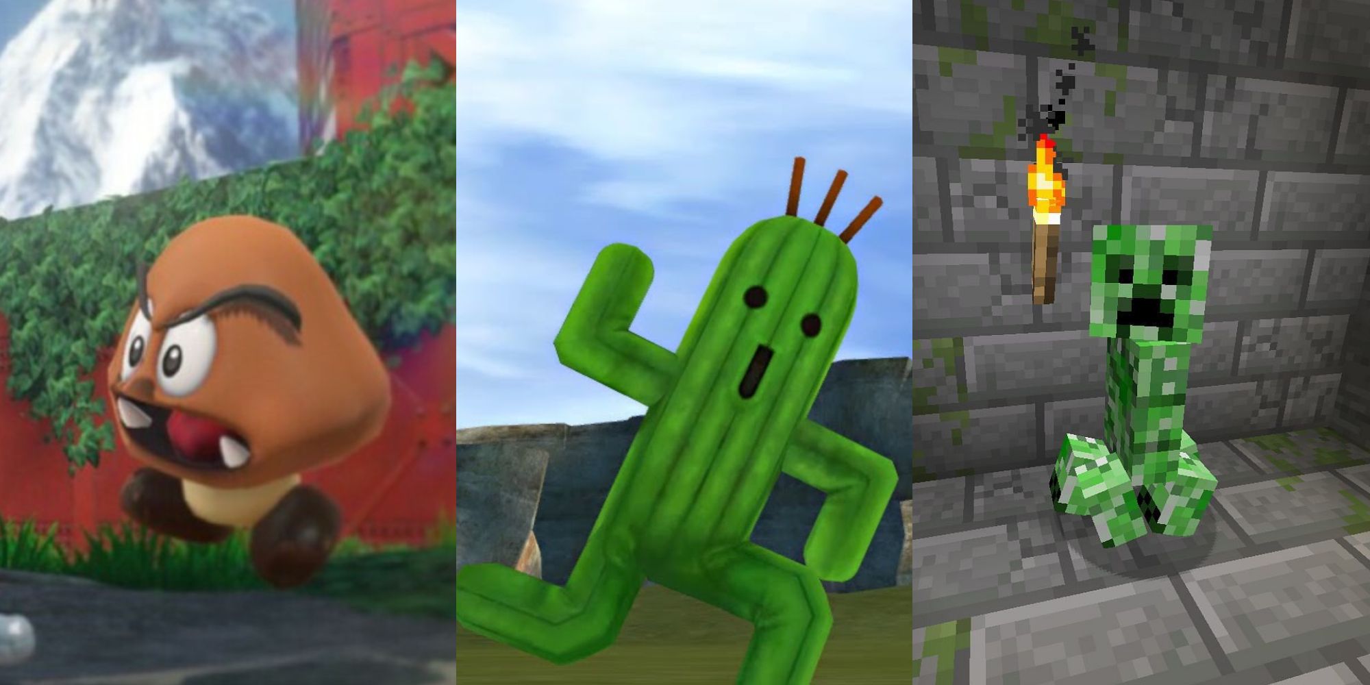 Iconic Enemy Mascots Goomba Cactuar Creeper