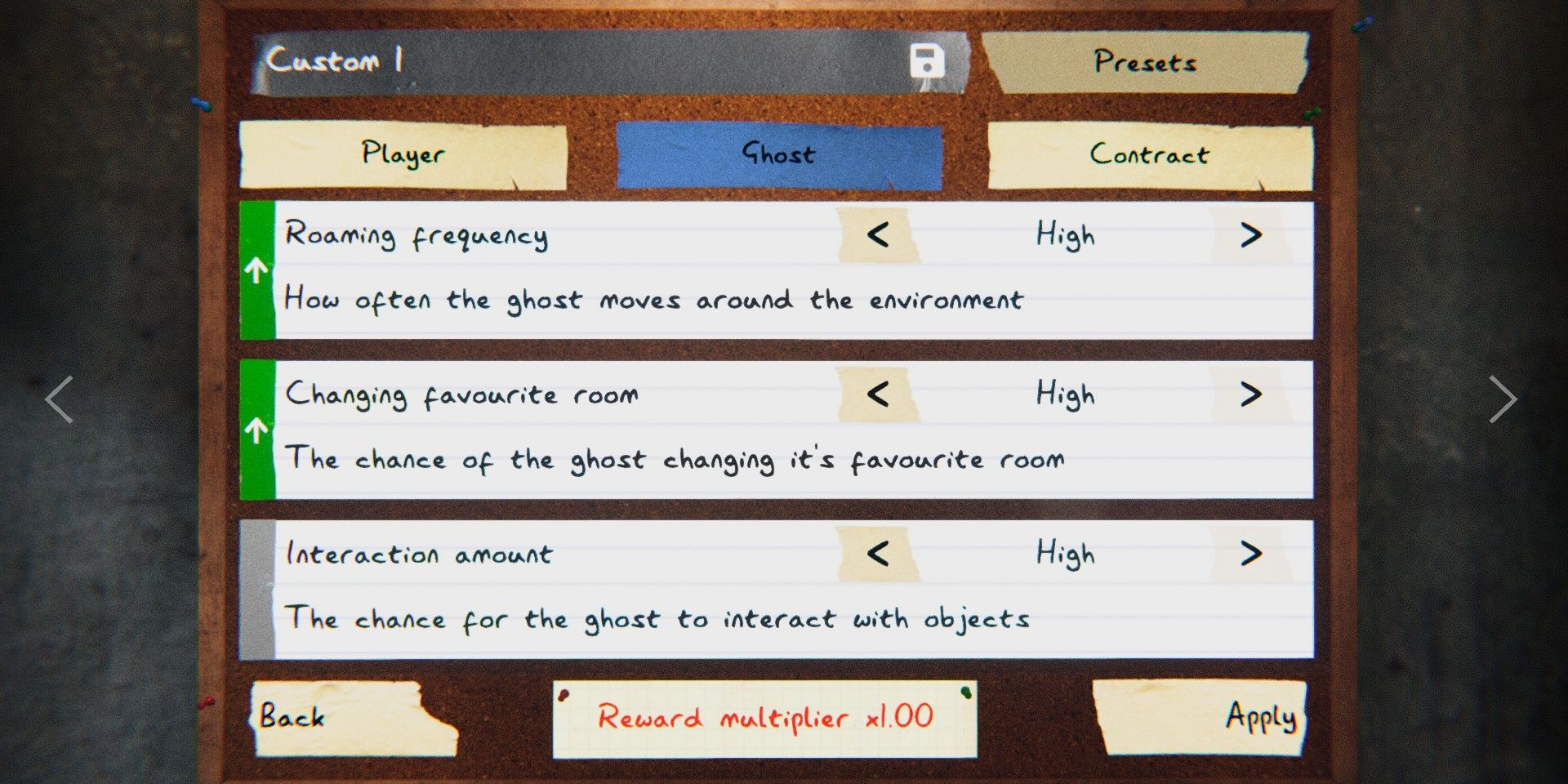 The Indecisive Ghost challenge settings in Phasmophobia