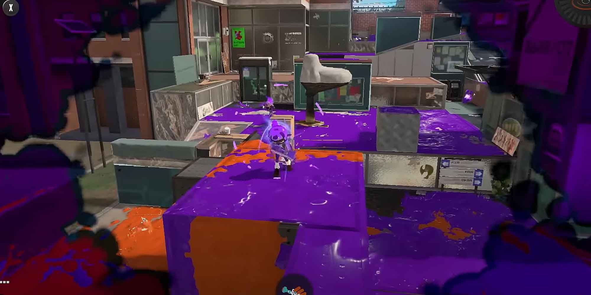 Taking damage from enemy ink in Splatoon 3