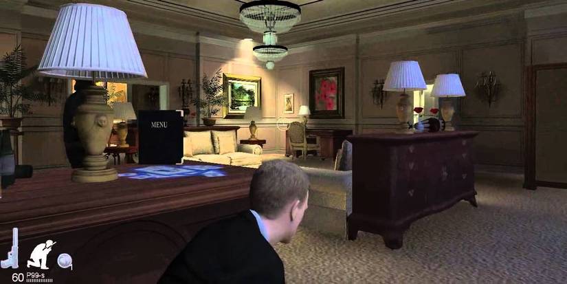 James Bond in Quantum of Solace hiding in a hotel room