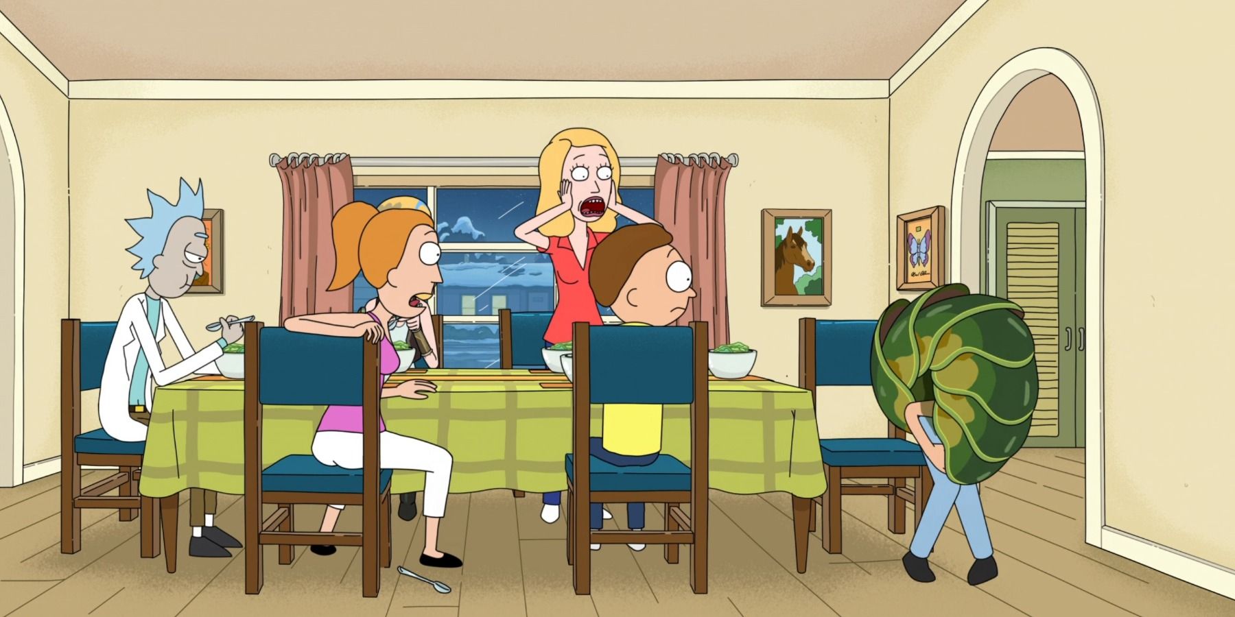 Jerry rolls into pill bug Rick and Morty thanksgiving dinner