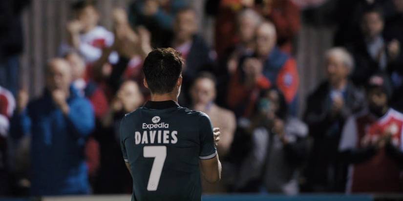 Wrexham AFC's Jordan Davies back number picture in front of crowd 