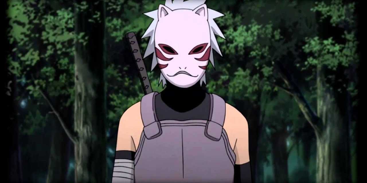 A young Kakashi in his Anbu uniform during aa Naruto flashback.