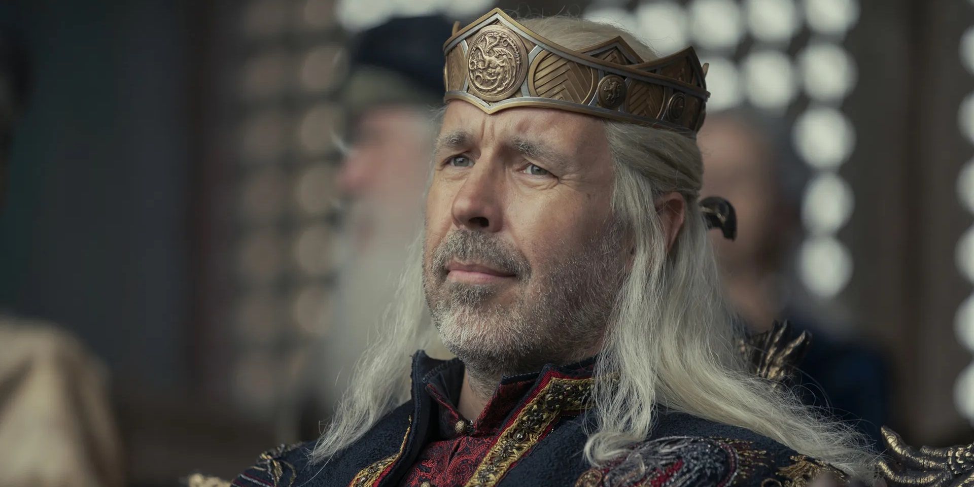 King Viserys watches a jousting match in House of the Dragon
