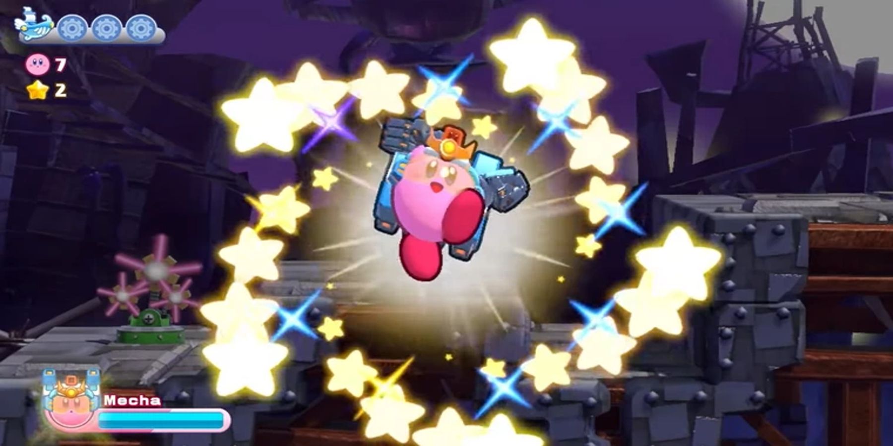 The new copy ability Mecha introduced in Kirby's Return to Dreamland Deluxe