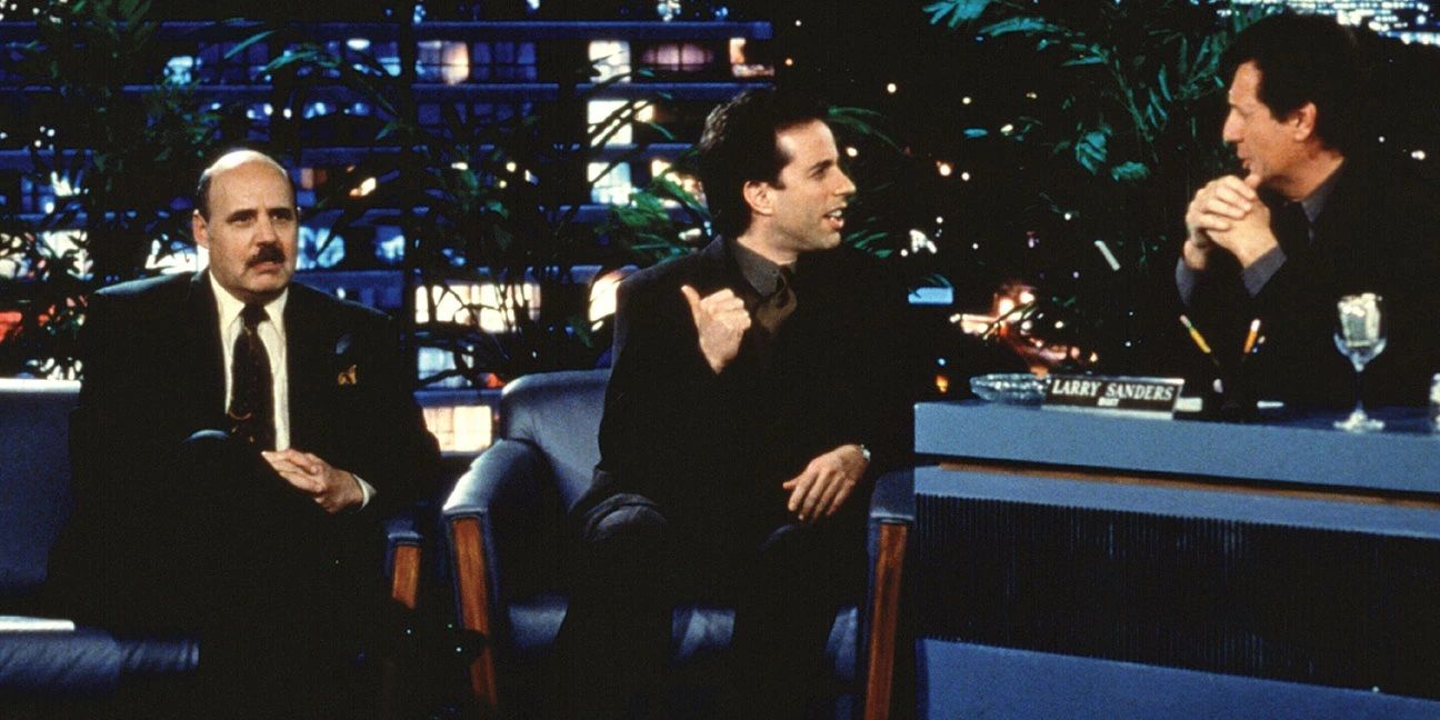 Larry, Hank, and Jerry Seinfeld on the set of The Larry Sanders Show