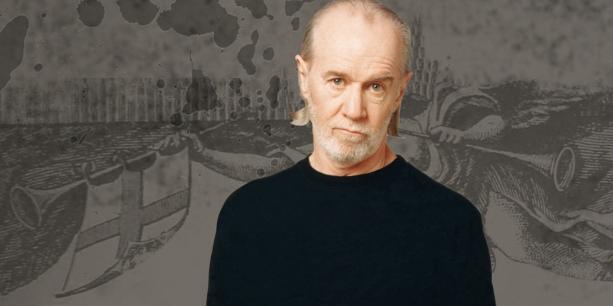 Life is Worth Losing George Carlin grey background promo pic