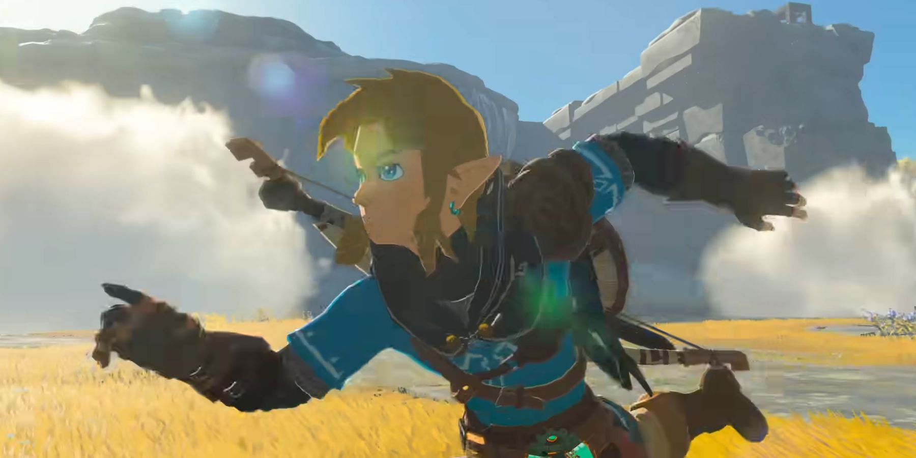 Link running from right to left, with his right hand outwards. Image source: Nintendo