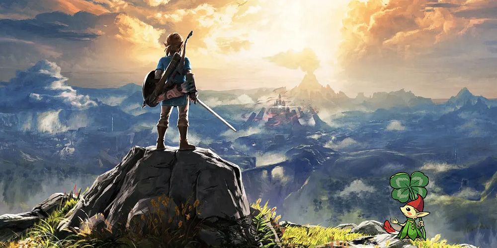 Legend of Zelda Breath of the Wild Cover Art Link with Picori