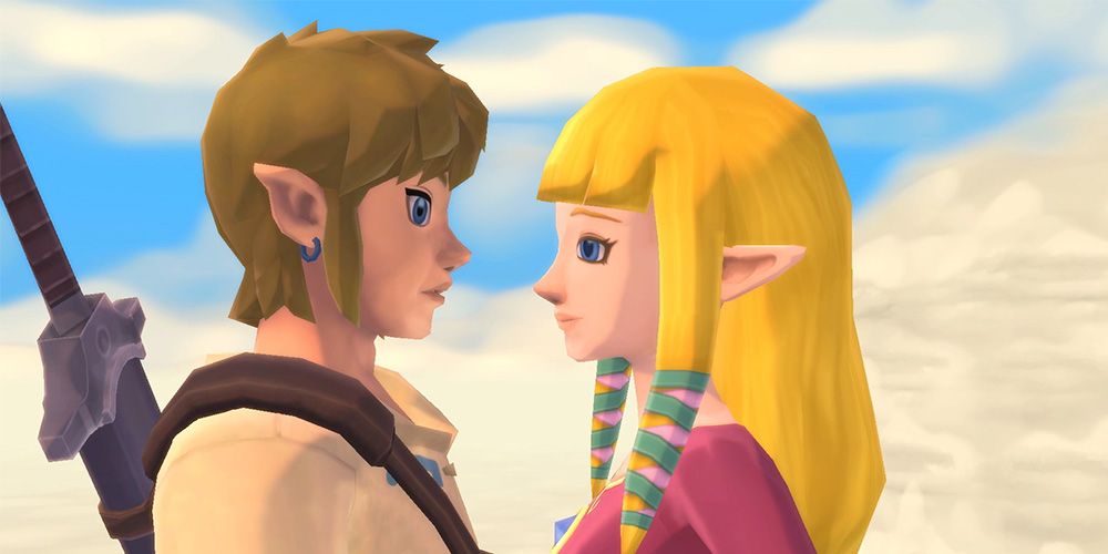 Legend of Zelda Skyward Sword Link and Zelda Staring 