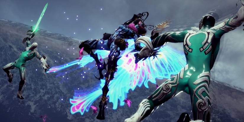 Bayonetta fighting Homunculi as Madama Butterfly using Bayonetta 3 Demon Masquerade mechanic