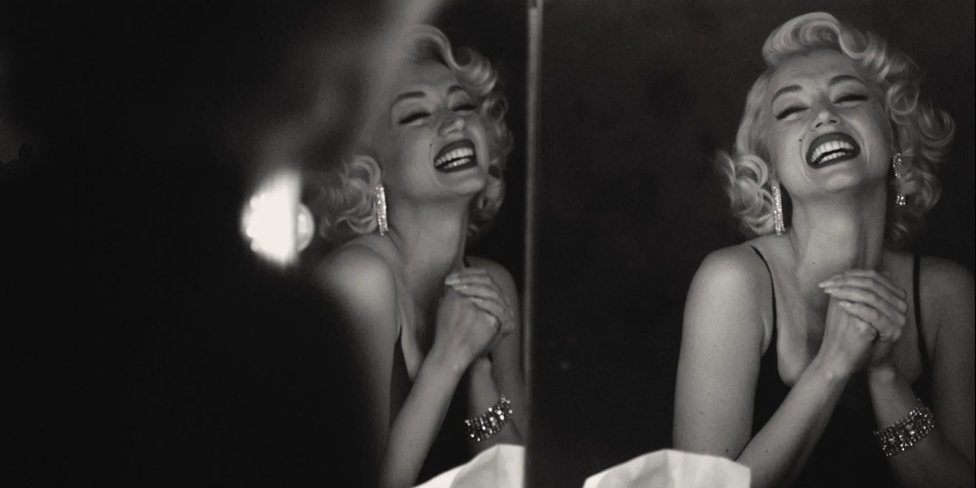 Marilyn Monroe in a dressing room in Blonde