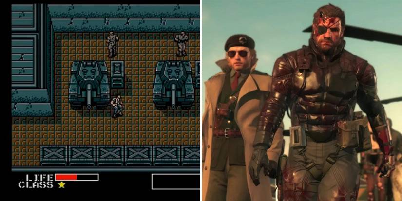 First image shows the original Metal Gear stealth while the second image shows Solid Snake in Metal Gear Solid walking towards the camera