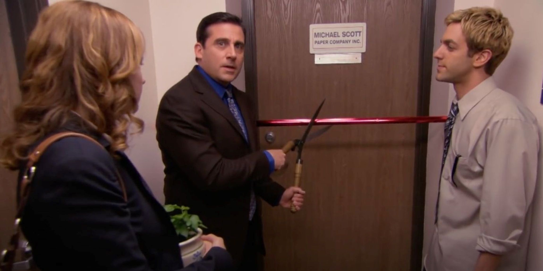 Michael, Pam, and Ryan open their new office in The Office