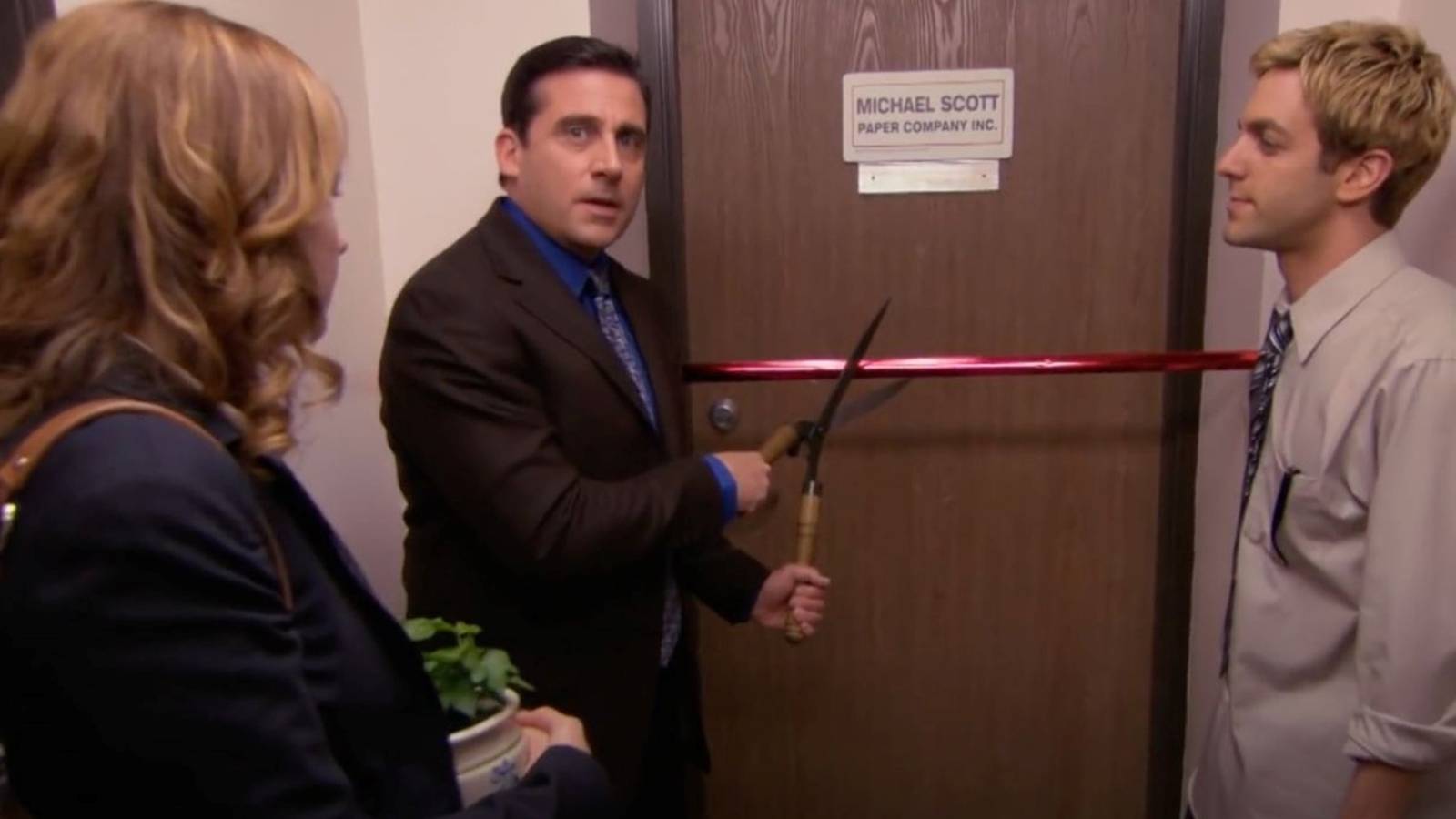 Michael, Pam, and Ryan open their new office in The Office