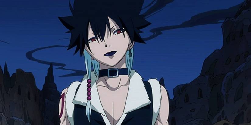Midnight smiling while fight Erza in the Fairy Tail anime