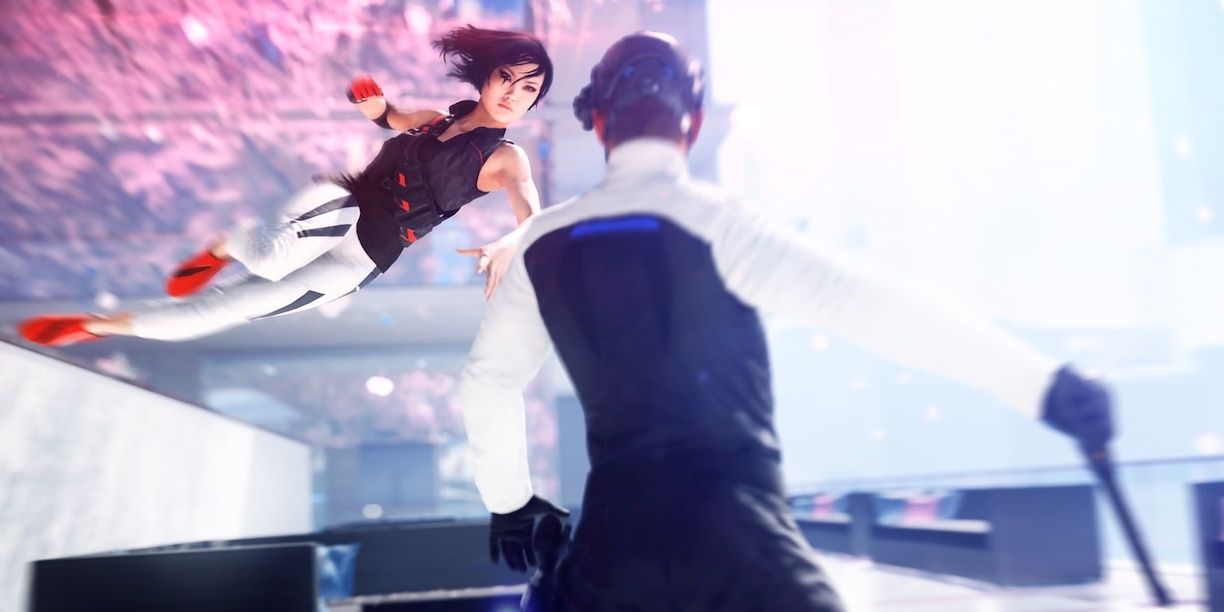 Faith leaping to punch an enemy in Mirror's Edge Catalyst