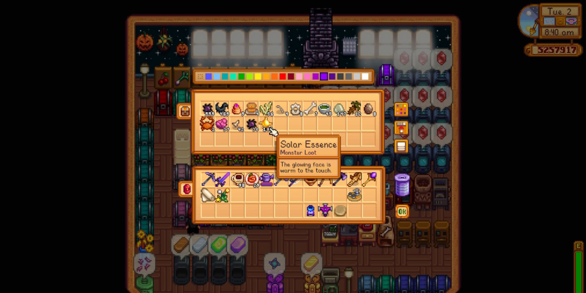 Monster Loot in a Chest Solar Essence Stardew Valley