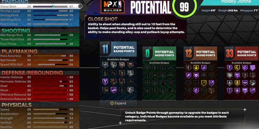 NBA 2K23 Best Center Build Potential Attributes